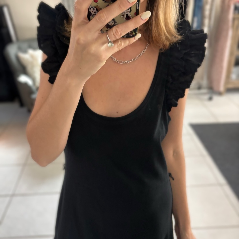 Nation Los Angeles Everleigh Frilly Dress in Jet Black size M - Picture 14 of 16